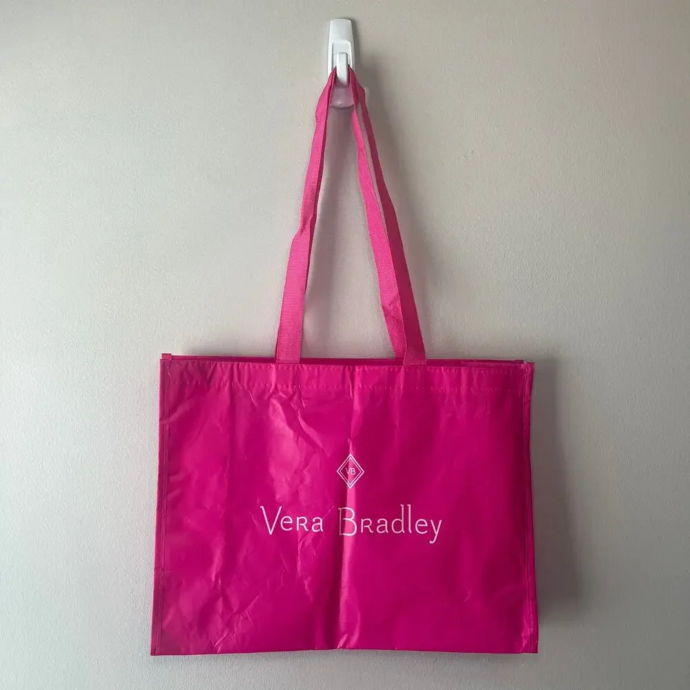 Vera Bradley Reusable Plastic Tote Shopping Bag Hot Pink